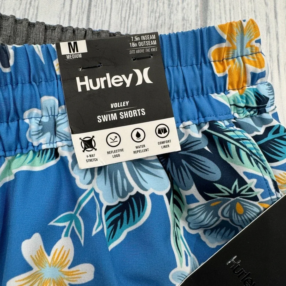 NWT Hurley Volley Swim Trunks Bathing Suit Medium Pool Beach‎ Mens Shorts